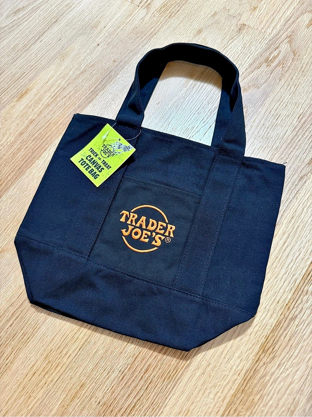 Trader Joe's Trick-or-Treat Mini Canvas Tote Bag Black